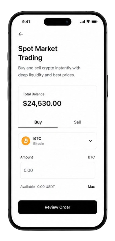 Spot Market Trading Dashboard Mockup